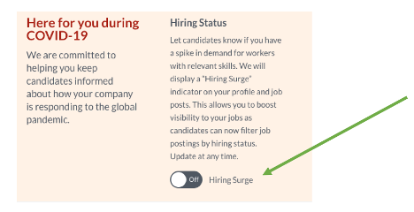 Glassdoor Hiring Surge Feature details