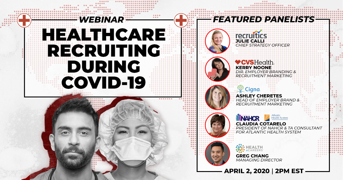 Healthcare Recruiting During COVID-19 Webinar Graphic - LinkedIn Twitter Facebook - All Headshots