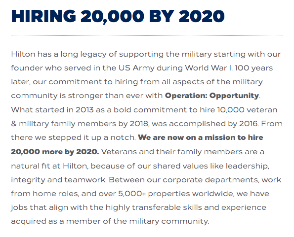 Hilton Careers Military Friendly Employer Veteran Recruiting