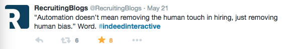 @recruitingblogs #IndeedInteractive tweet 