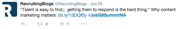 JobG8 Tweet via @RecruitingBlogs- content strategy