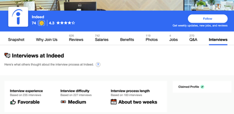 Indeed Company Pages - Interview Tab Added