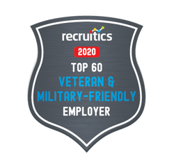 Recruitics Top 60 Veteran & Military-Friendly Employers for 2020 Badge