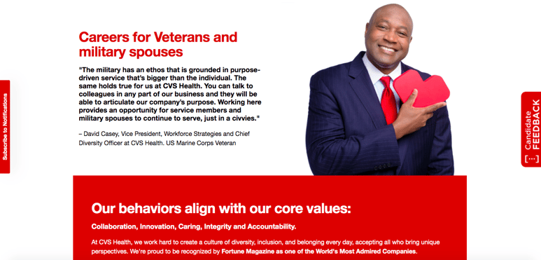 cvs health veteran and military spouse career landing page