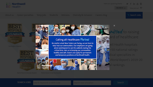 northwell health coronavirus social media recruitment example