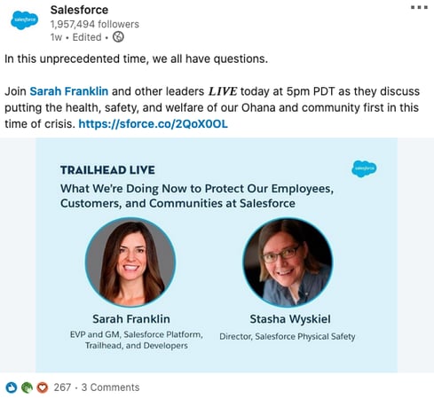 salesforce coronavirus social media recruitment example 3