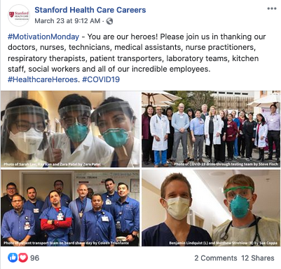 stanford health care careers coronavirus social media recruitment example