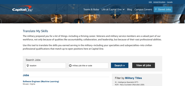 veteran recruiting military skills translator capital one employer